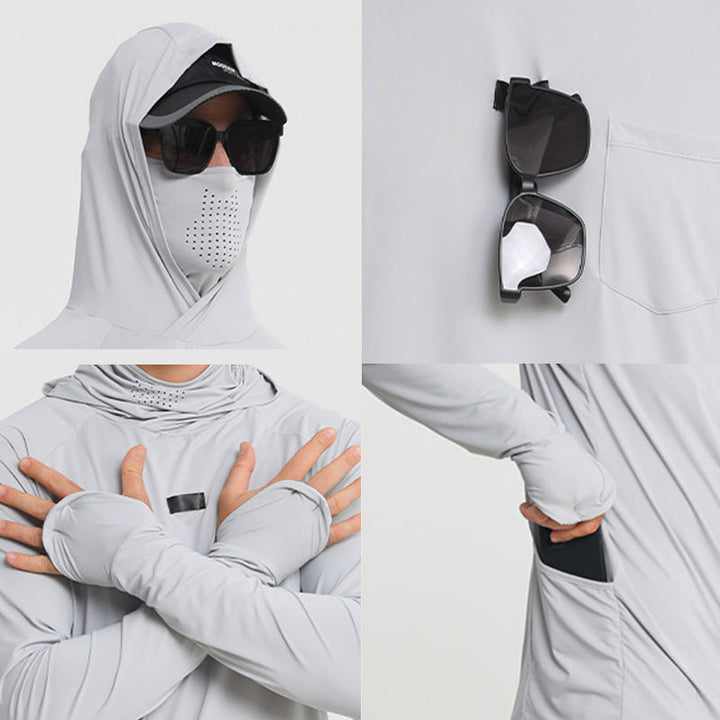 Taktischer Kapuzenpullover für Herren mit Sonnenschutz, schnelltrocknendes Angelshirt