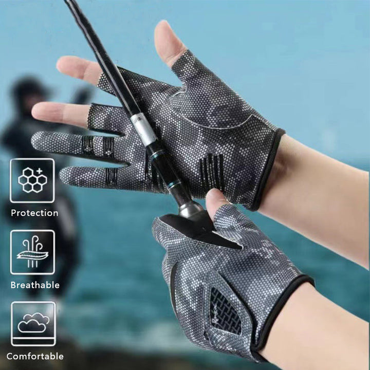 Fingerlose Angelhandschuhe – 3-Schnitt-Design, LSF 50+ Sonnenschutz, rutschfeste Handfläche für Outdoor-Sport