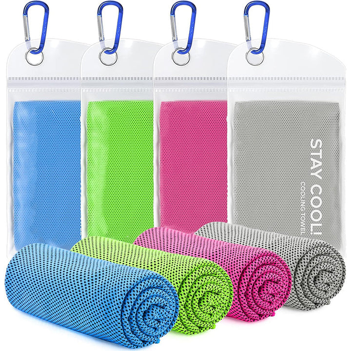 TWS 4 Pack Kühltuch, weiches atmungsaktives kühles Mikrofaserhandtuch für Arbeit, im Freien, Training