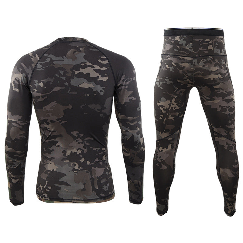 Thermounterwäsche-Set für Herren mit Camouflage-Muster, taktisches Sport-Shapewear-Set