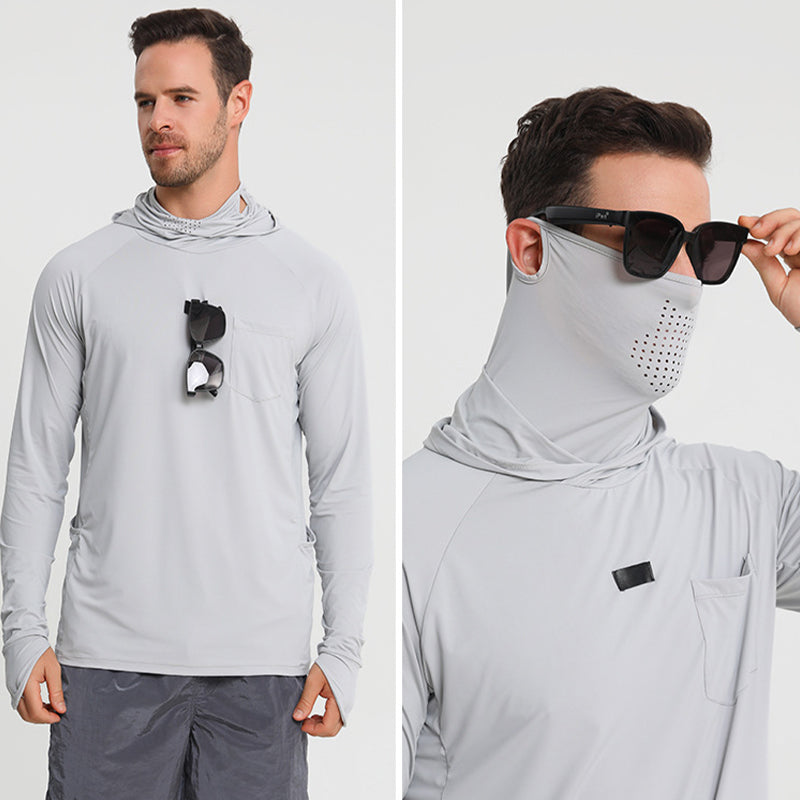 Taktischer Kapuzenpullover für Herren mit Sonnenschutz, schnelltrocknendes Angelshirt