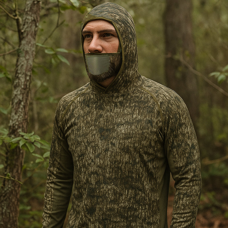 TWS UPF 50+ Herren-Jagdhemden mit Maske, langärmelig, Camouflage-Angel-Hoodie