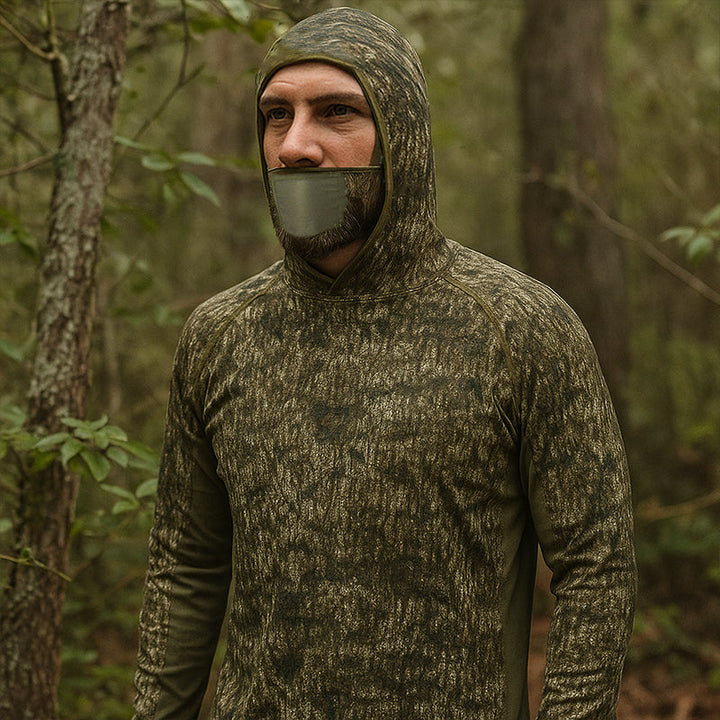 TWS UPF 50+ Herren-Jagdhemden mit Maske, langärmelig, Camouflage-Angel-Hoodie