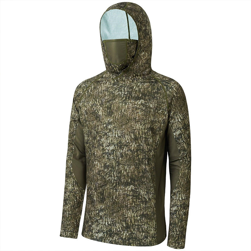 TWS UPF 50+ Herren-Jagdhemden mit Maske, langärmelig, Camouflage-Angel-Hoodie