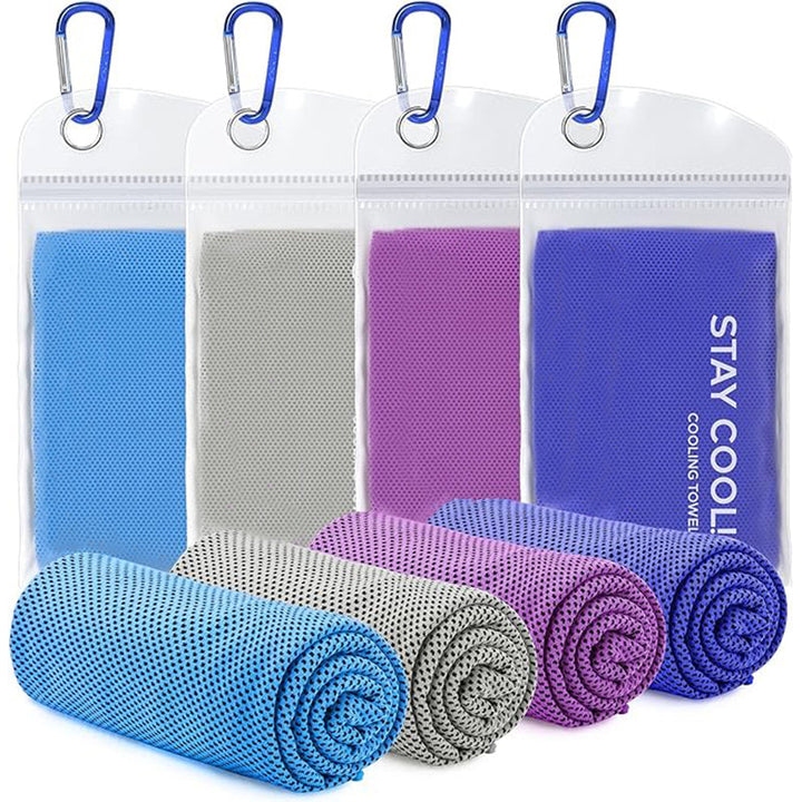 TWS 4 Pack Kühltuch, weiches atmungsaktives kühles Mikrofaserhandtuch für Arbeit, im Freien, Training