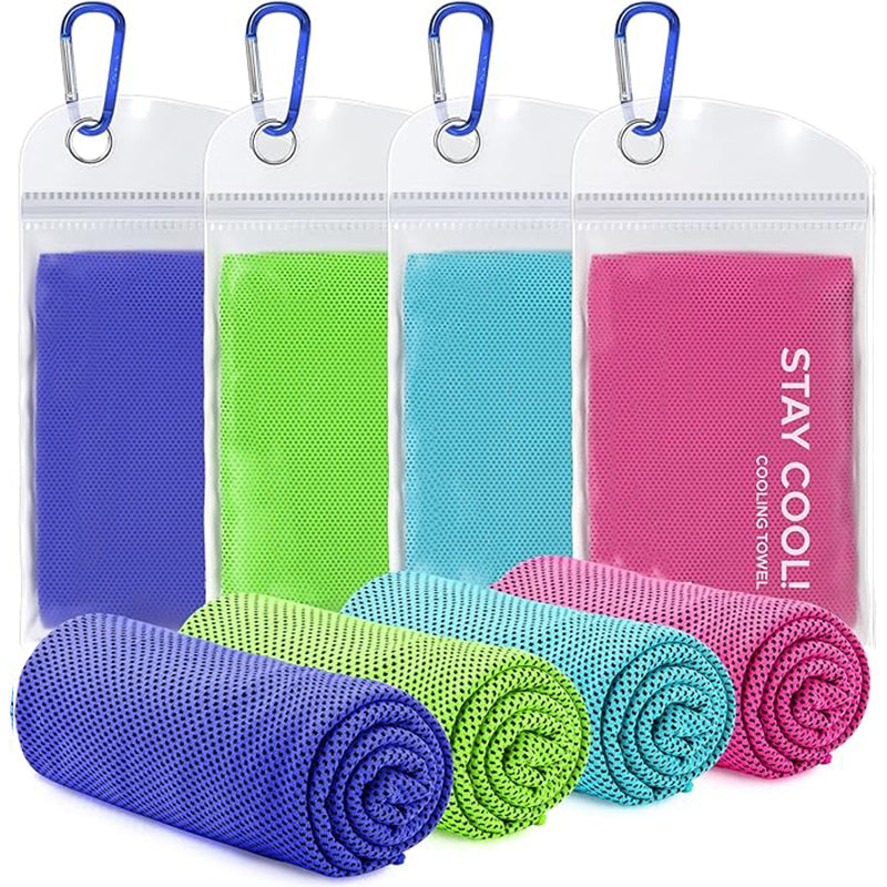 TWS 4 Pack Kühltuch, weiches atmungsaktives kühles Mikrofaserhandtuch für Arbeit, im Freien, Training