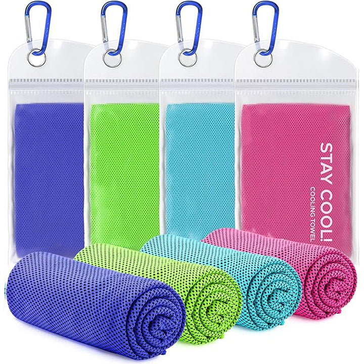 TWS 4 Pack Kühltuch, weiches atmungsaktives kühles Mikrofaserhandtuch für Arbeit, im Freien, Training