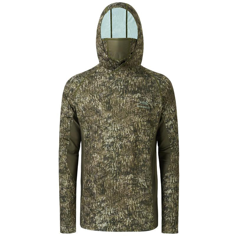 TWS UPF 50+ Herren-Jagdhemden mit Maske, langärmelig, Camouflage-Angel-Hoodie
