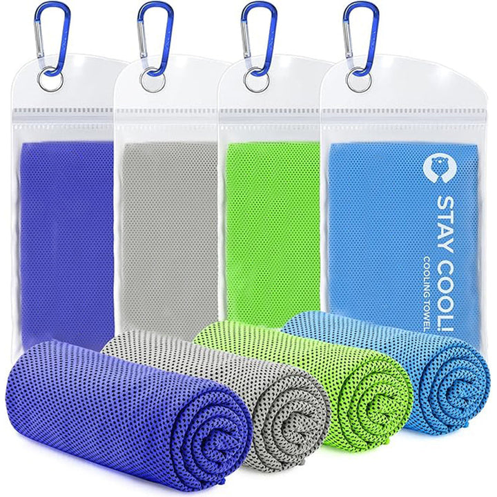TWS 4 Pack Kühltuch, weiches atmungsaktives kühles Mikrofaserhandtuch für Arbeit, im Freien, Training