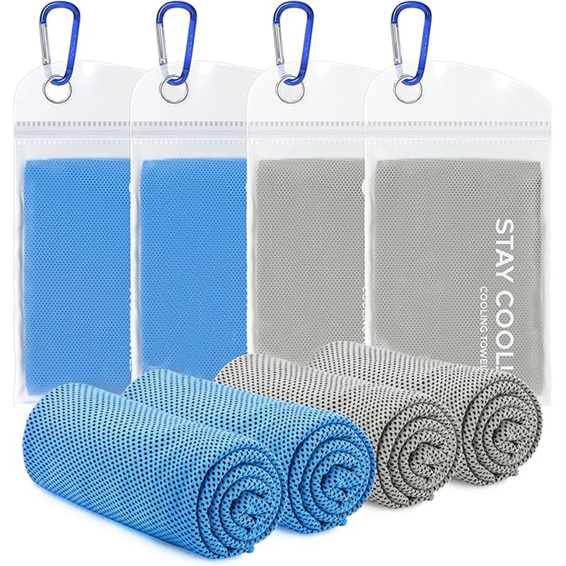 TWS 4 Pack Kühltuch, weiches atmungsaktives kühles Mikrofaserhandtuch für Arbeit, im Freien, Training