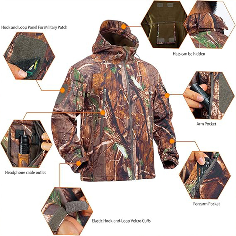 TWS Ultra Silent Jagdanzug Herren Wasserabweisende Softshell-Kleidung Camouflage Feldausrüstung