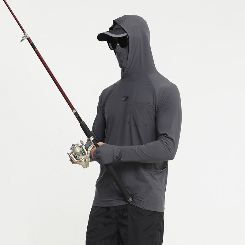 Taktischer Kapuzenpullover für Herren mit Sonnenschutz, schnelltrocknendes Angelshirt