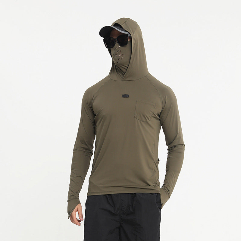Taktischer Kapuzenpullover für Herren mit Sonnenschutz, schnelltrocknendes Angelshirt