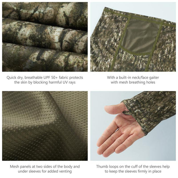 TWS UPF 50+ Herren-Jagdhemden mit Maske, langärmelig, Camouflage-Angel-Hoodie