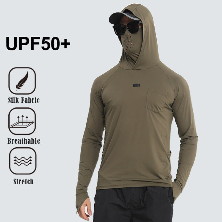 Taktischer Kapuzenpullover für Herren mit Sonnenschutz, schnelltrocknendes Angelshirt