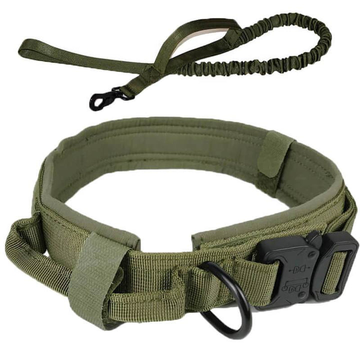 Einstellbares taktisches Hundehalsband mit Leine, Militärisches Hundehalsband von 1,5 '' Breite aus Nylon